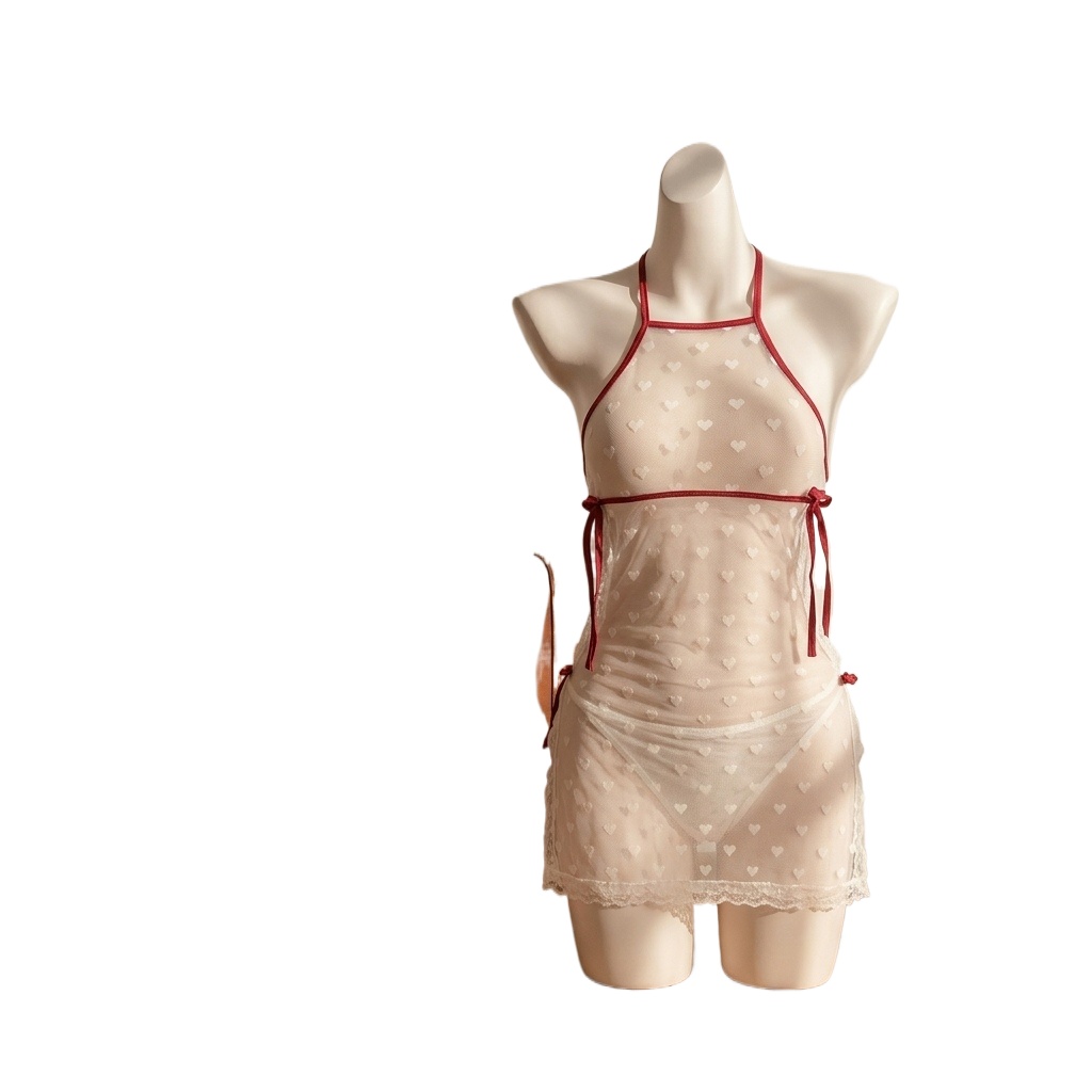 Sheer Mesh Bra - Lingerie Set Sheer Mesh Dot V