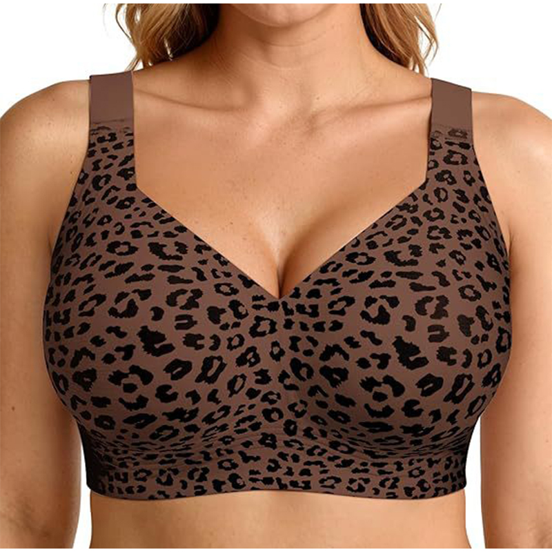 Mastectomy Bra Pocket - Leopard Print Jelly Bras Women's Wire-Free
